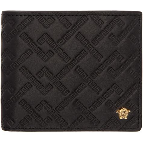 versace black embossed greek wallet